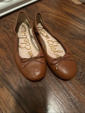 Sam Edelman Cognac Leather Ballet Flats with Bow